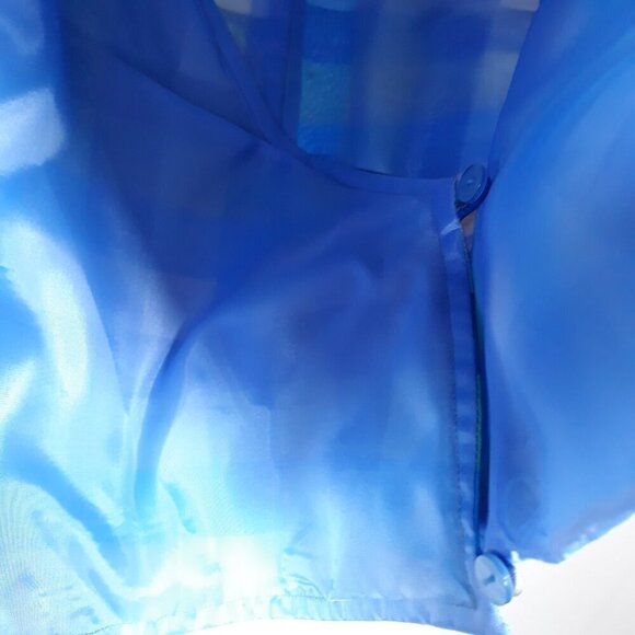 Lot-Anne Carson Silk Blue Plaid Cropped Wrap Top & Green Plaid Top M Sleeveless - Picture 9 of 13